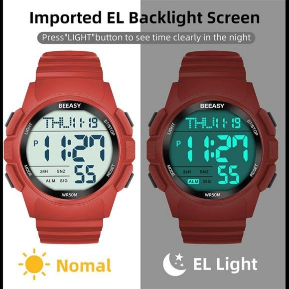 Men Digital Sports Watch, Waterproof Watch with Stopwatch Countdown Timer - Picture 4 of 7